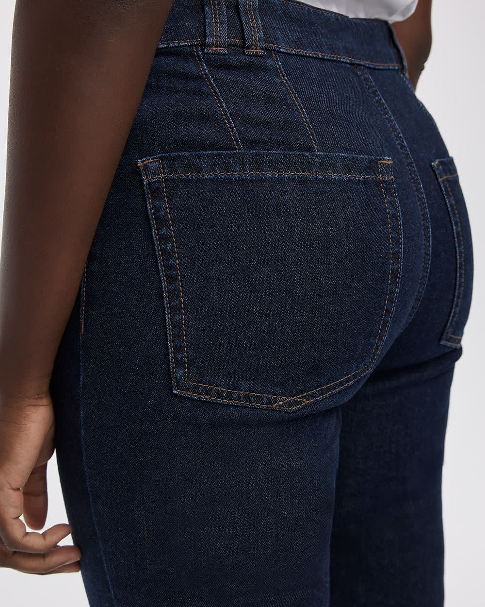 Flare-Leg Mid-Rise Jean with Flap Pockets