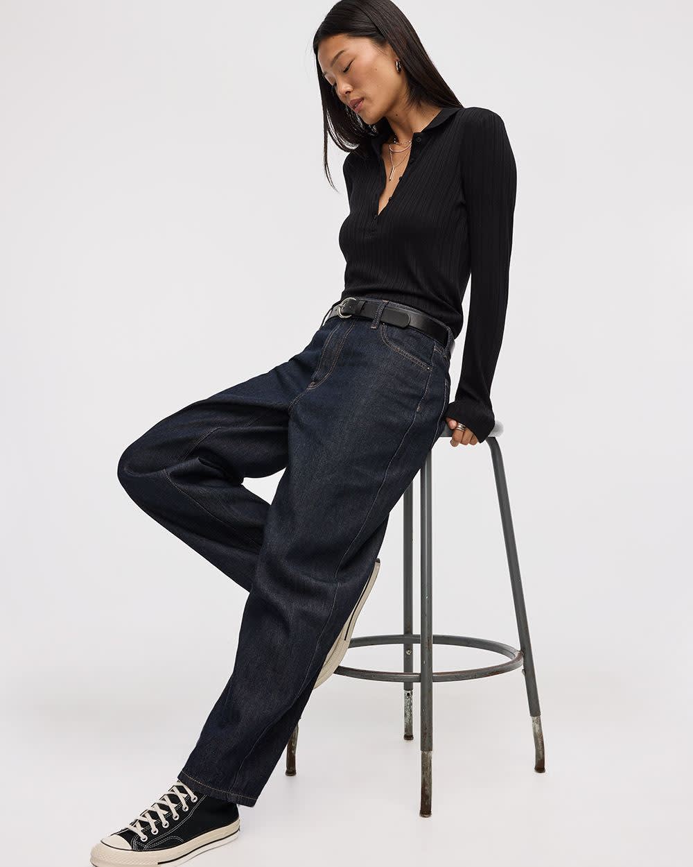 High-Rise Barrel Jeans