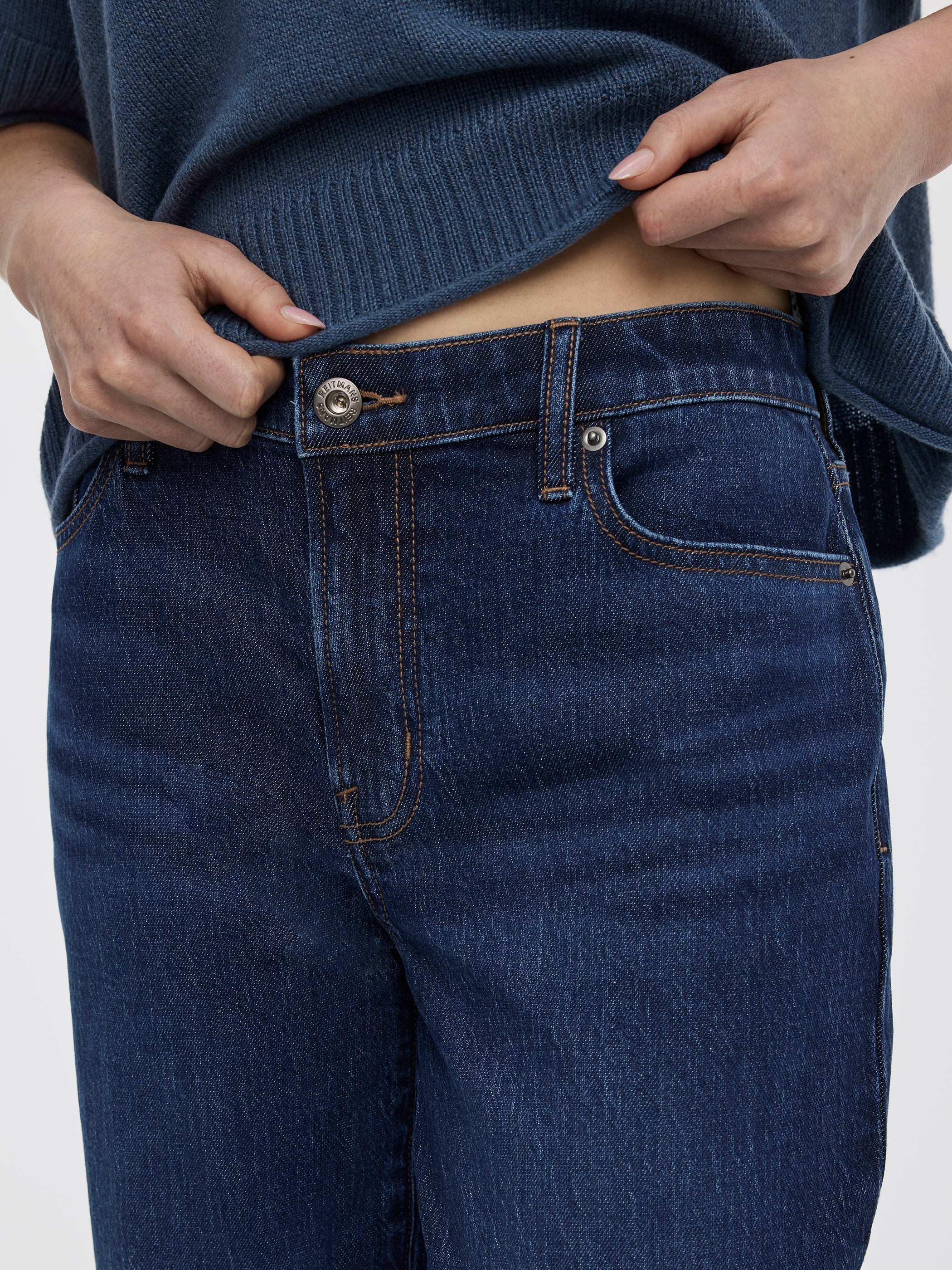 Straight-Leg High-Rise Cropped Jean with Rolled Cuffs