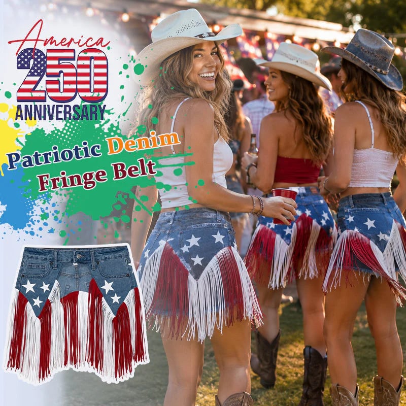 🔥Last Day 50% OFF-USA 250th Anniversary Patriotic Denim Fringe Belt