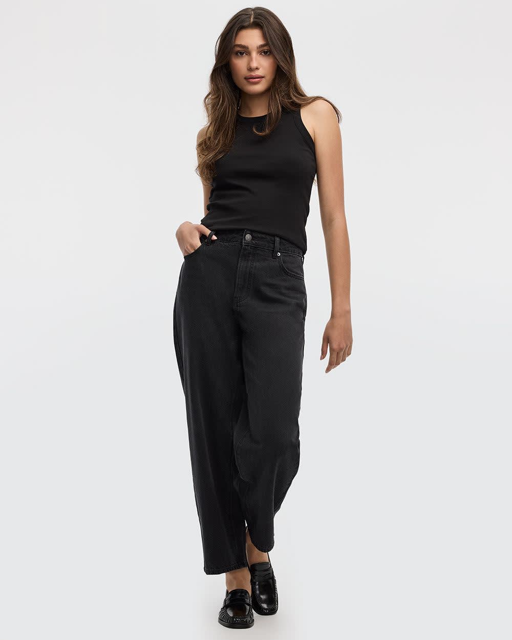 High-Rise Barrel Jeans