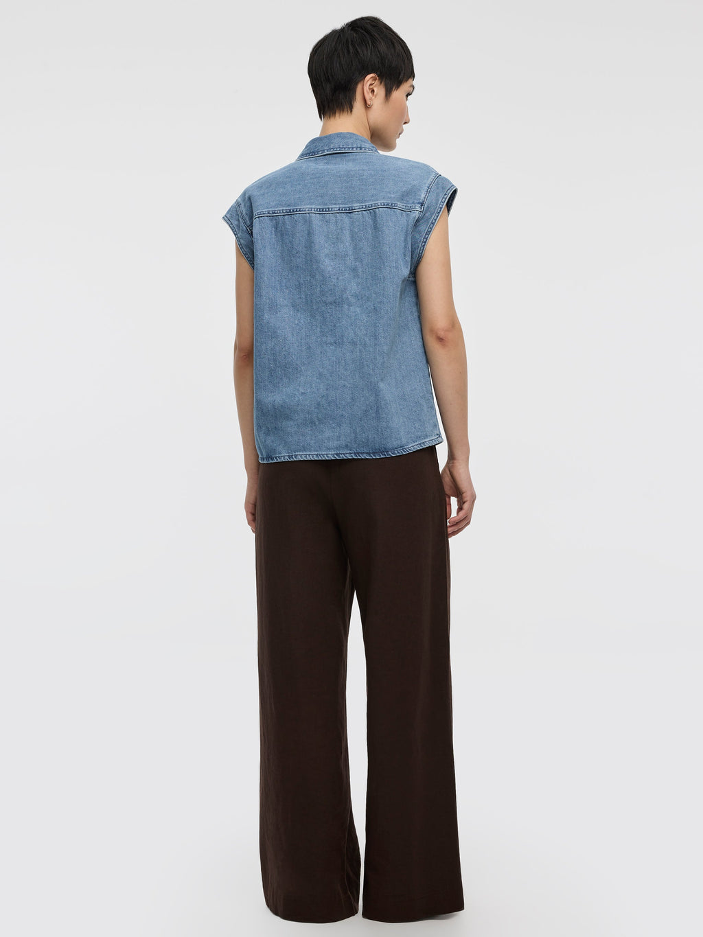 Extended-Sleeve Denim Shirt